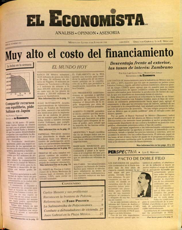 El economista 18 de Junio de 1980. Fuente Hemeroteca Nacional de México