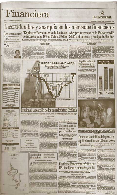El Universal 22 de Diciembre de 1994. Fuente de Hemertoca Nacional de México
