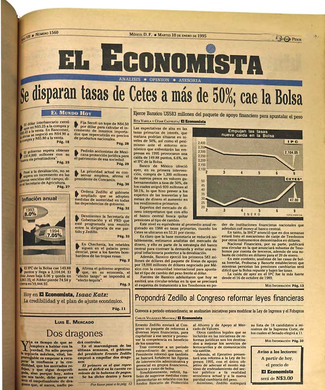 El Economista 10 de 1995. Fuente de Hemertoca Nacional de México