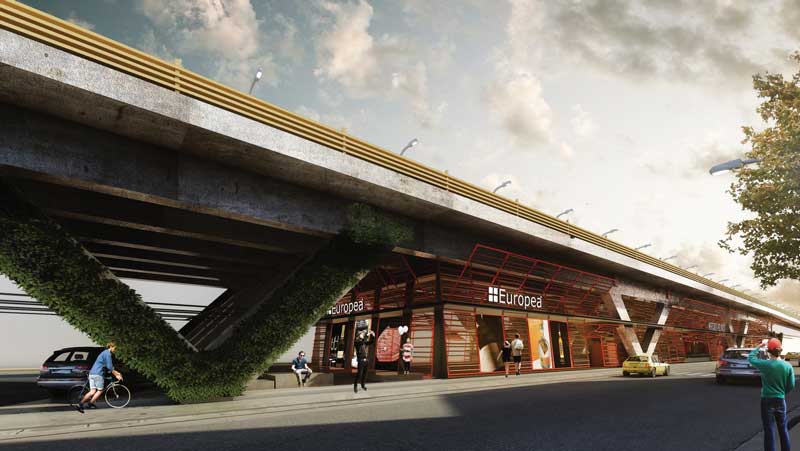 Proyecto para un mercado en espacios urbanos en Bajo Puente en la zona de Polanco.