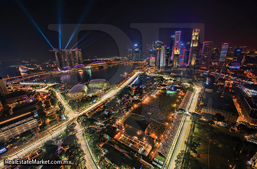 Vista panorámica de la ciudad de Singapur