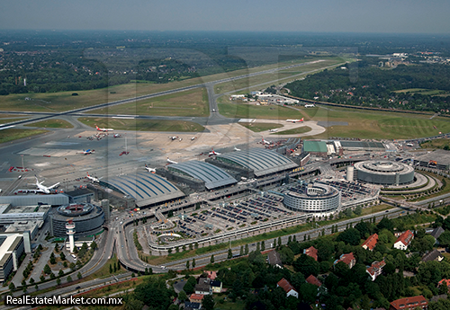 Vista panorámica del aeropuerto de Hamburgo en Alemania