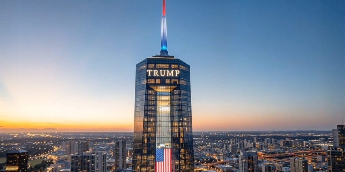 Los renders muestran una composición dominada por superficies acristaladas, accesos monumentales y una fuerte carga simbólica