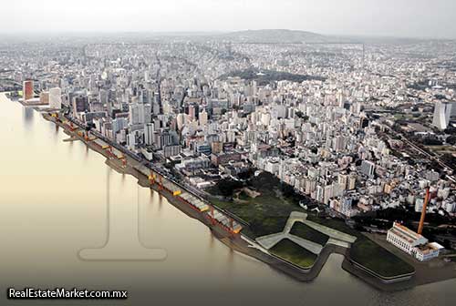 El Frente Portuario revitalizará 2.5 km de los usos mixtos y la densidad y el tipo de edificios, <br />que son hasta ocho pisos de altura, apoyan la conservación de energía en el desarrollo urbano de longitud.
