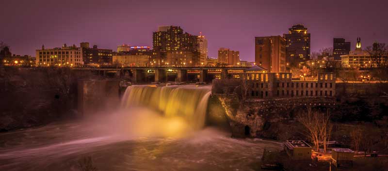 Alta área de High Falls en Rochester céntrica, NY. 