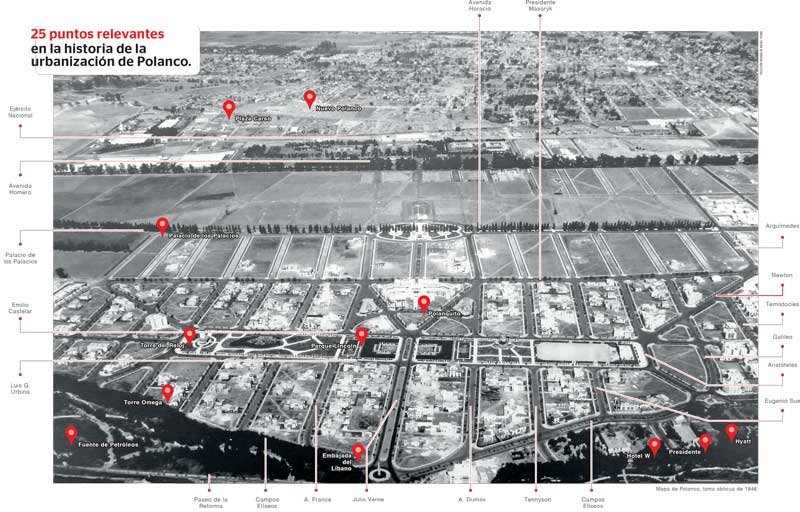 Real Estate Market &amp;amp; Lifestyle,Real Estate,Polanco,Crónica de la transformación en Polanco, Mapa de Polanco, toma oblicua de 1946.