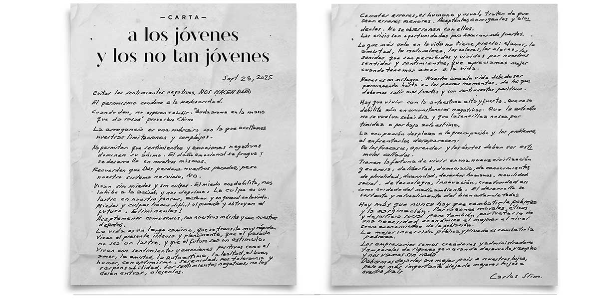 Carta a los jóvenes y a los no tan jóvenes - Ing Carlos Slim Helú