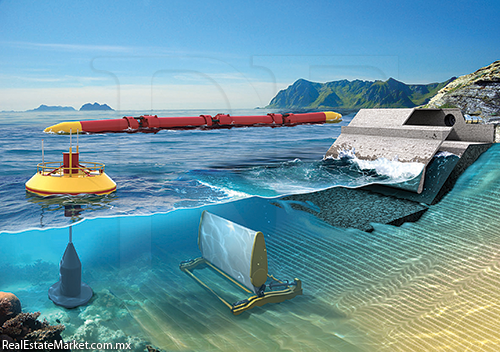 La energía mareomotriz aprovecha las mareas y mediante un alternador se transforma en energía eléctrica.